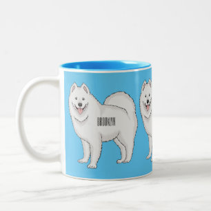 Samoyed dog cartoon illustration Two-Tone coffee mug