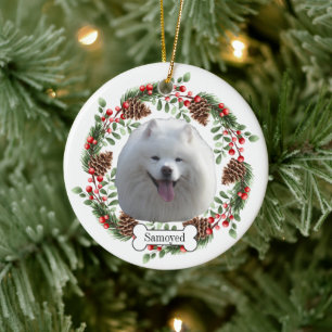 Samoyed dog ceramic ornament