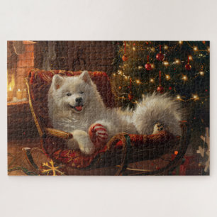 Samoyed Dog Christmas Festive Jigsaw Puzzle