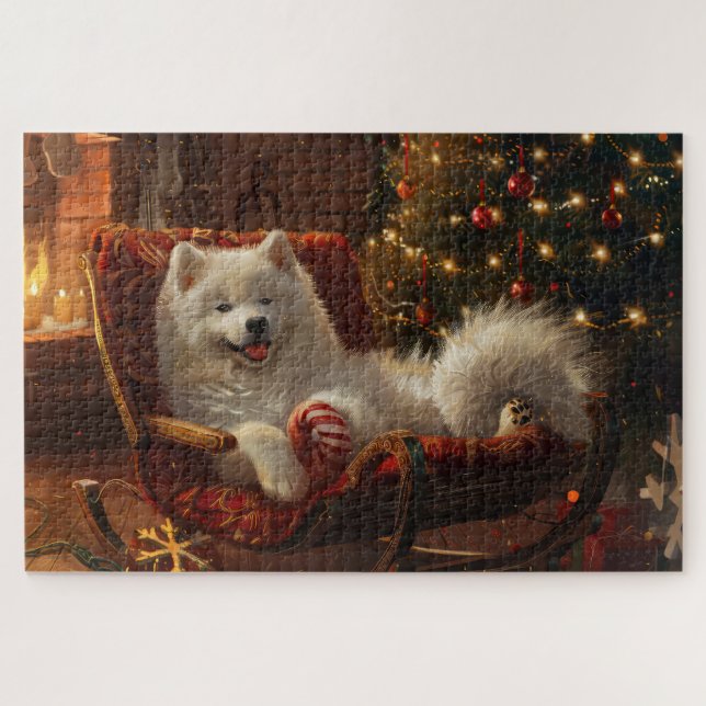 Samoyed Dog Christmas Festive  Jigsaw Puzzle (Horizontal)