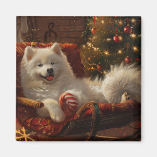 Samoyed Dog Christmas Festive  Magnet