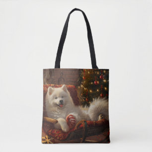 Samoyed Dog Christmas Festive  Tote Bag