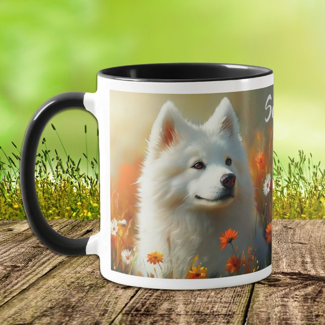 Samoyed Dog Field of Flowers Mug (Creator Uploaded)