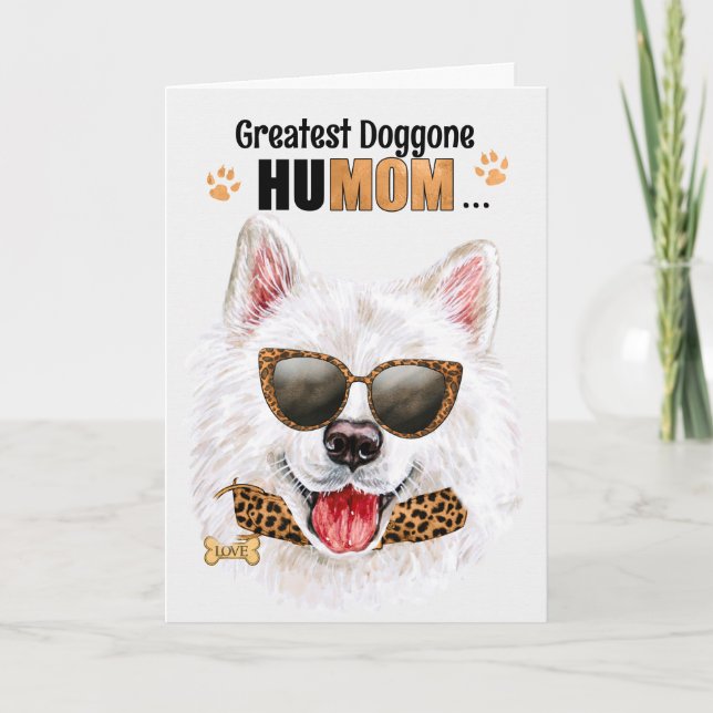 Samoyed Dog Greatest HuMOM Mother's Day Holiday Card (Front)