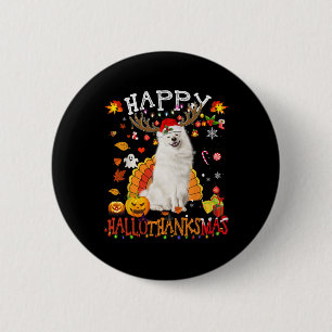 Samoyed Dog Halloween Christmas Dog Happy Hallotha 6 Cm Round Badge