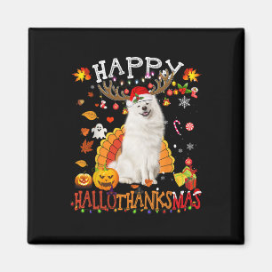 Samoyed Dog Halloween Christmas Dog Happy Hallotha Magnet