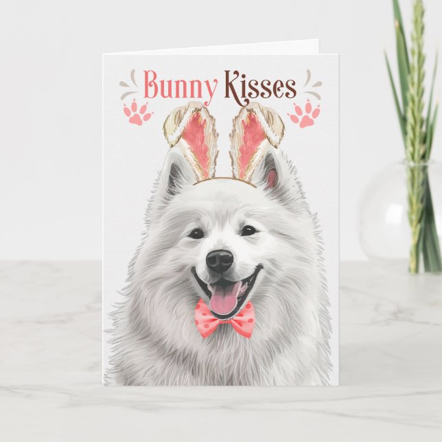 Samoyed Dog in Bunny Ears for Easter Holiday Card (Front)