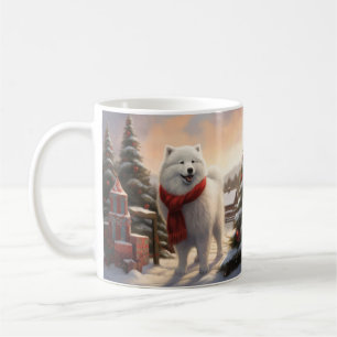 Samoyed Dog in Snow Christmas  Coffee Mug