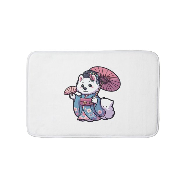 Samoyed Dog Kimono   Bath Mat (Front)