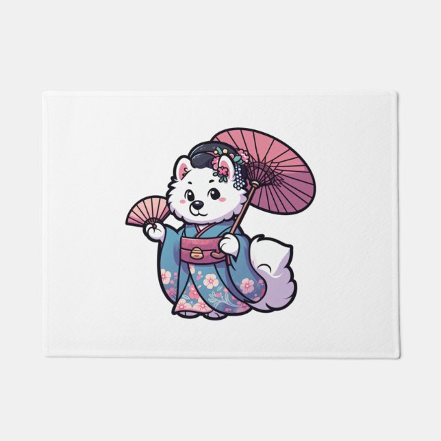 Samoyed Dog Kimono   Doormat (Front)