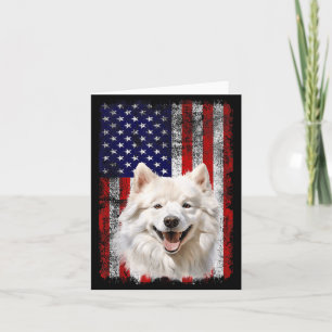 Samoyed Dog Lover US Flag 4th of July Patriotic Card