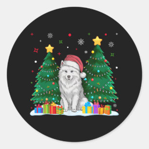 Samoyed Dog Lovers Santa Hat Ugly Christmas Sweate Classic Round Sticker