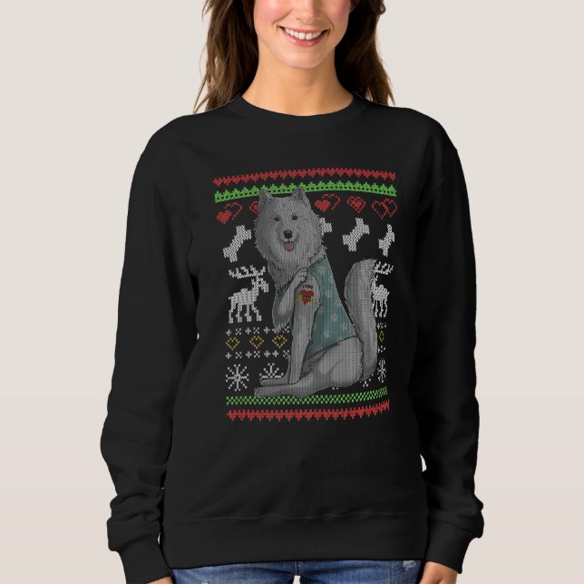 Samoyed Dog Santa Claus Ugly Christmas Pattern X M Sweatshirt (Front)