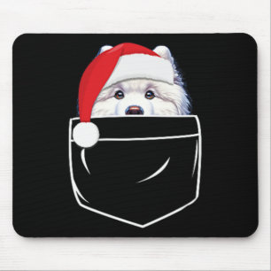 Samoyed Dog Santa Hat Christmas Pocket Fun Xmas Mouse Pad