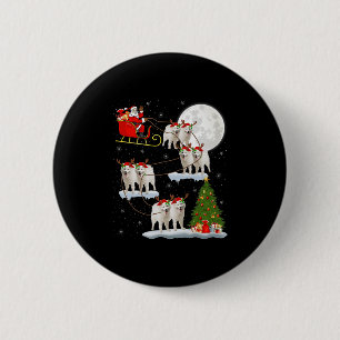 Samoyed Dog Santa Sleigh Flying Funny Magical Chri 6 Cm Round Badge