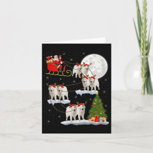 Samoyed Dog Santa Sleigh Flying Funny Magical Chri Card