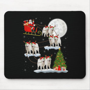 Samoyed Dog Santa Sleigh Flying Funny Magical Chri Mouse Pad