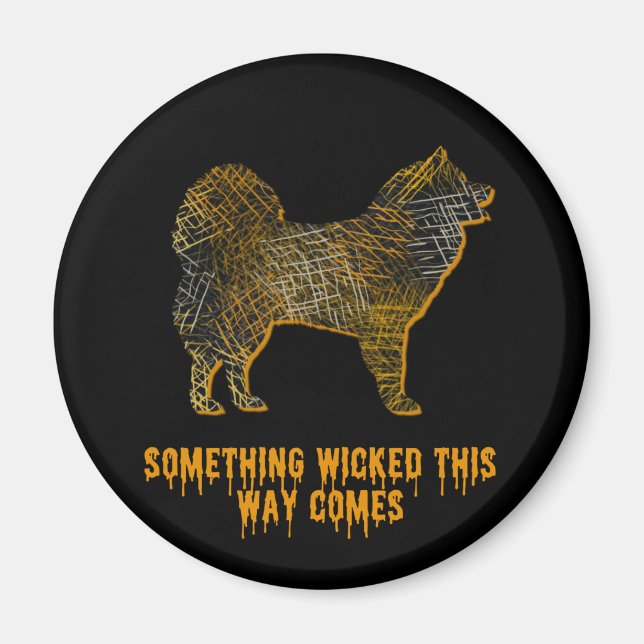 Samoyed Dog Silhouette Fun Halloween Magnet (Front)