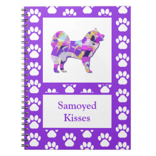 Samoyed Dog Silhouette Paw Purple PY&B Notebook