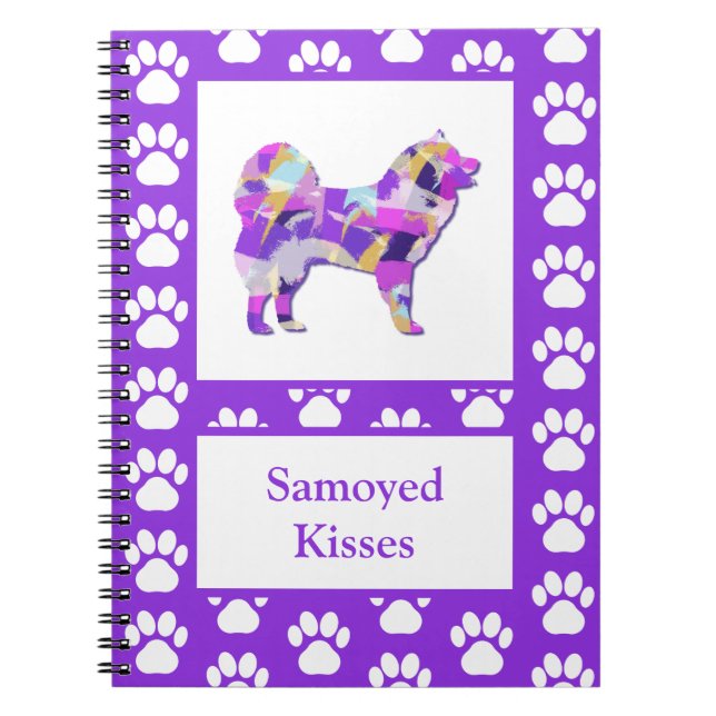 Samoyed Dog Silhouette Paw Purple PY&B Notebook (Front)