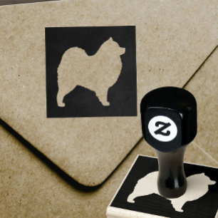 Samoyed Dog Silhouette Rubber Stamp