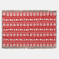 Samoyed Dog Silhouettes Christmas Pattern Red