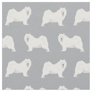 Samoyed dog simple grey fabric