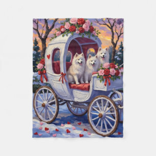 Samoyed Dog Valentine's Day Fleece Blanket