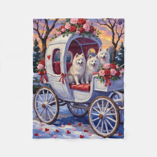 Samoyed Dog Valentine's Day  Fleece Blanket (Front)