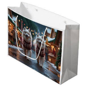 Samoyed Dogs Christmas Snow Holiday Large Gift Bag