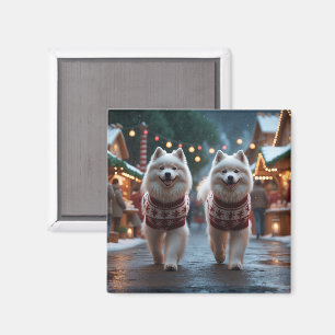 Samoyed Dogs Christmas Snow Holiday Magnet