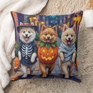 Samoyed Dogs Trick-or-Treating Halloween Costumes Cushion
