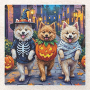 Samoyed Dogs Trick-or-Treating Halloween Costumes Glass Coaster