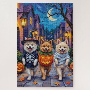 Samoyed Dogs Trick-or-Treating Halloween Costumes Jigsaw Puzzle