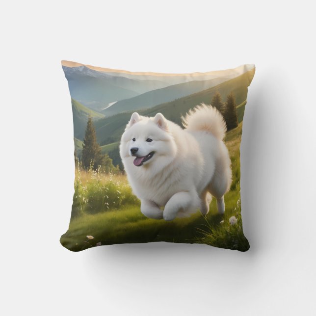 Samoyed Elegant Throw Pillow (Front)