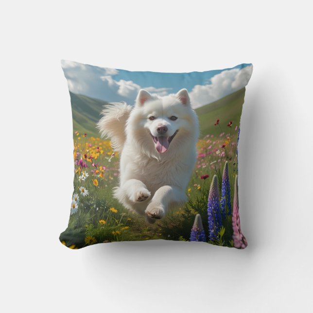 Samoyed Elegant Throw Pillow (Front)