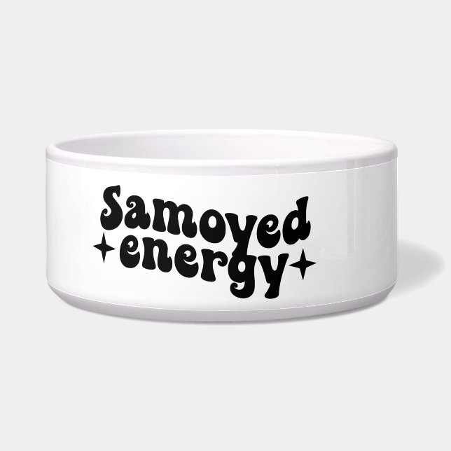 Samoyed Energy Ceramic Dog Bowl (Left)