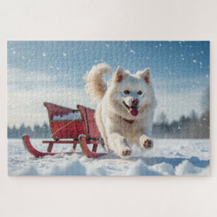 Samoyed Festive Holiday Christmas Jigsaw Puzzle