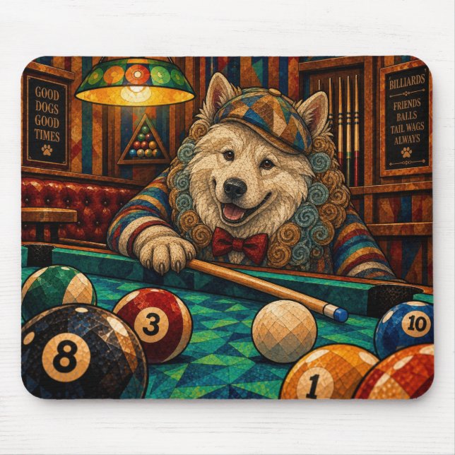 Samoyed, Geometric Mosaic Mouse Pad (Front)