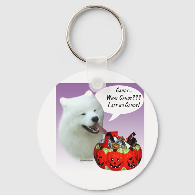 Samoyed Halloween Candy Key Ring (Front)