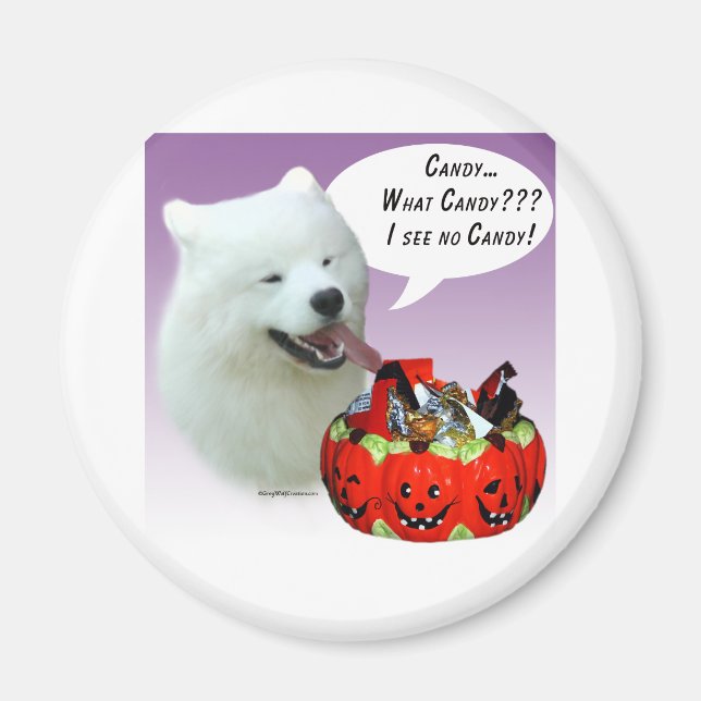 Samoyed Halloween Candy Magnet (Front)