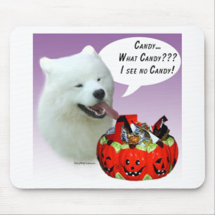 Samoyed Halloween Candy Mouse Pad