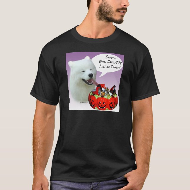 Samoyed Halloween Candy T-Shirt (Front)