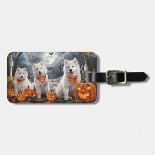 Samoyed Halloween Spooky Luggage Tag