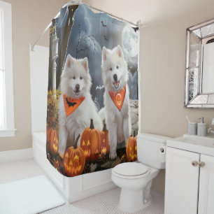 Samoyed Halloween Spooky Shower Curtain