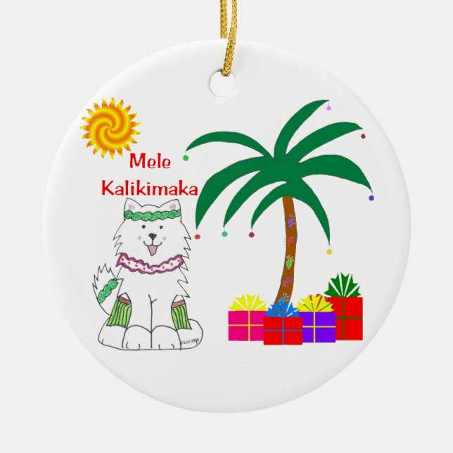 Samoyed Hawaiian Ornament (Front)