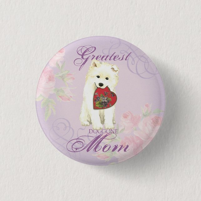 Samoyed Heart Mum 3 Cm Round Badge (Front)