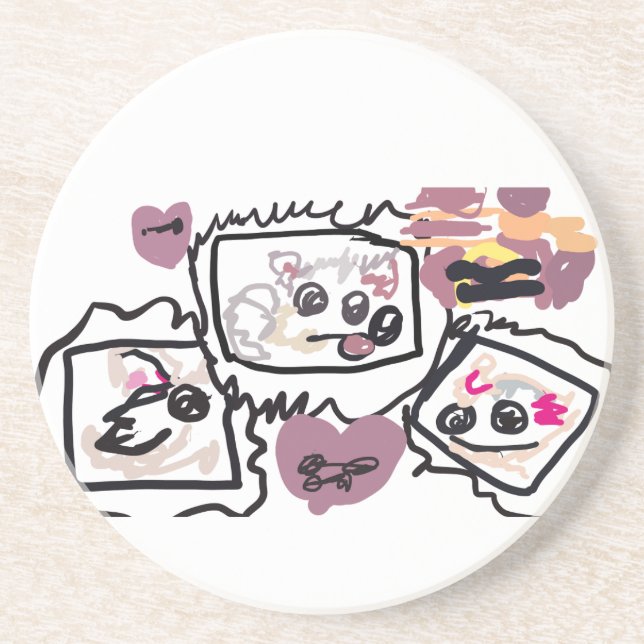 Samoyed Hearts  Coaster (Front)