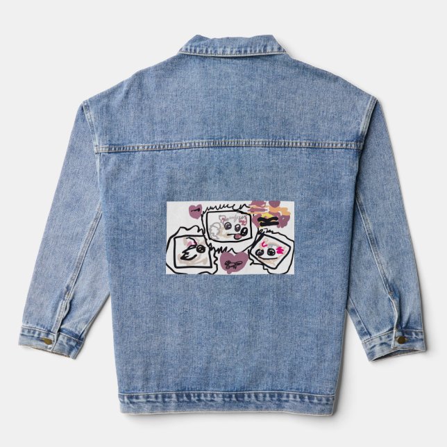 Samoyed Hearts  Denim Jacket (Back)