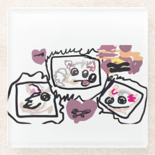 Samoyed Hearts Glass Coaster